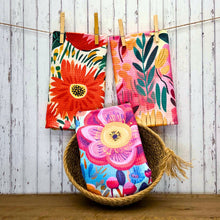 Load image into Gallery viewer, Tropical Summer Flowers Kitchen Waffle Towels - Home Decor