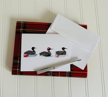 Load image into Gallery viewer, Lake loons watercolor illustrated notecard set