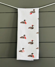 Load image into Gallery viewer, Dish towel -"Loon Love" hand painted watercolor illustrated