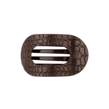 Load image into Gallery viewer, Brown Crocodile Medium Flat Round Hair Clip