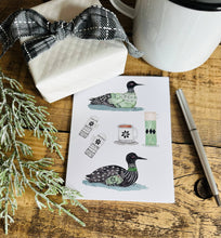 Load image into Gallery viewer, Winter Loons watercolor illustrated notecard set