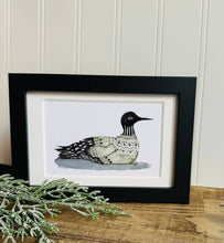 Load image into Gallery viewer, Framed 4x6 watercolor illustrated art- Sweater Loon