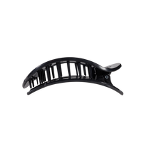 Load image into Gallery viewer, Black Polka Dot Party Medium Flat Round Hair Clip