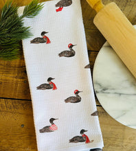 Load image into Gallery viewer, Dish towel -"Loon Love" hand painted watercolor illustrated