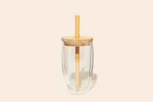 Load image into Gallery viewer, Reusable Glass Tumbler Cup + Bamboo Straw - Blue