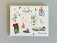 Load image into Gallery viewer, Up north Minnesota watercolor illustrated blank notecard set