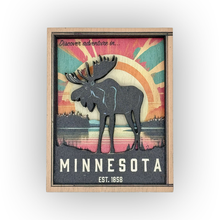 Load image into Gallery viewer, Minnesota Vintage Moose North Woods 4 Layer Wood Magnet