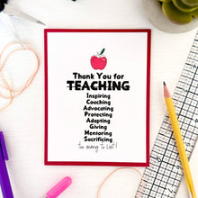 Load image into Gallery viewer, Thank You Teaching List card