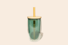 Load image into Gallery viewer, Reusable Glass Tumbler Cup + Bamboo Straw - Blue