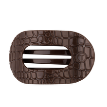 Load image into Gallery viewer, Brown Crocodile Large Flat Round Hair Clip