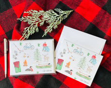 Load image into Gallery viewer, Up north Minnesota watercolor illustrated blank notecard set