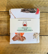 Load image into Gallery viewer, Dish towel "Up North" hand painted watercolor illustrated