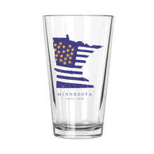 Load image into Gallery viewer, American Road Trip - Minnesota Pint Glass (Purple & Yellow)