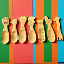 Load image into Gallery viewer, Bamboo Animal Kids & Toddler Utensils