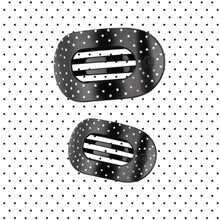 Load image into Gallery viewer, Black Polka Dot Party Medium Flat Round Hair Clip