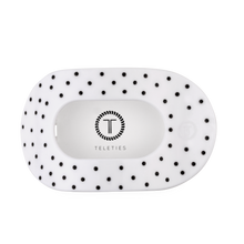 Load image into Gallery viewer, White Polka Dot Party Large Flat Round Hair Clip