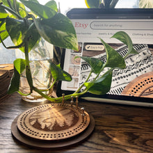 Load image into Gallery viewer, Northern Lights Cribbage Board with Drawstring Bag