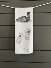 Load image into Gallery viewer, Dish towel -Winter Loons hand painted watercolor illustrated