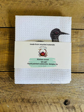 Load image into Gallery viewer, Dish towel -Winter Loons hand painted watercolor illustrated
