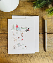 Load image into Gallery viewer, MN state icons watercolor illustrated blank notecard set
