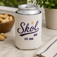 Load image into Gallery viewer, Minnesota Tan SKOL Script 12 oz Can Coozie 
