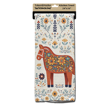 Load image into Gallery viewer, Folksy Dala Waffle Kitchen Towel
