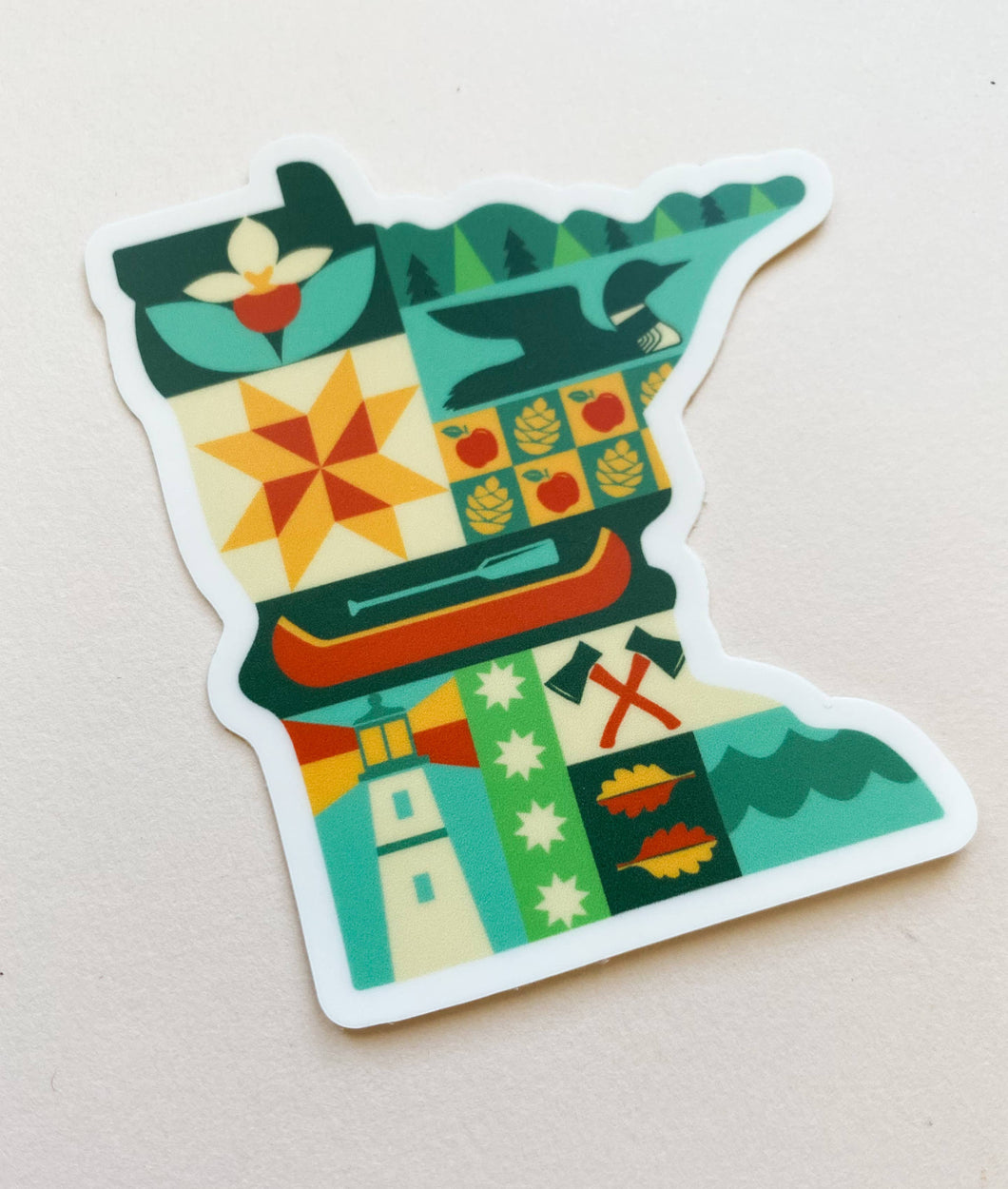 MN Minnesota Quilt Pattern State Vinyl  Sticker 