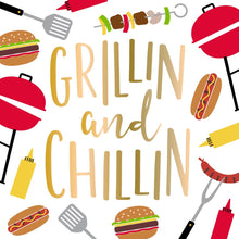 Load image into Gallery viewer, Funny Cocktail Napkins | Grillin and Chillin - Foil - 20ct
