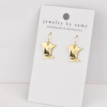 Load image into Gallery viewer, Minnesota Earrings | Engraved Northwoods Lake &amp; Pine 
