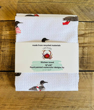 Load image into Gallery viewer, Dish towel -"Loon Love" hand painted watercolor illustrated
