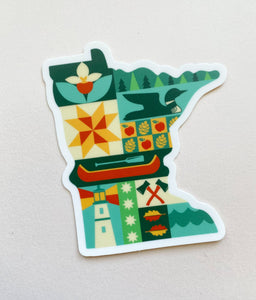 MN Minnesota Quilt Pattern State Vinyl  Sticker 