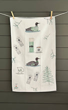 Load image into Gallery viewer, Dish towel -Winter Loons hand painted watercolor illustrated
