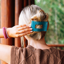 Load image into Gallery viewer, Teal With It Medium Flat Rectangle Hair Clip
