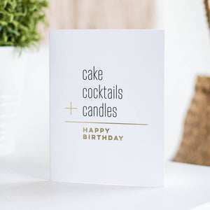 Cake and Cocktails – Foil-Pressed Birthday Card