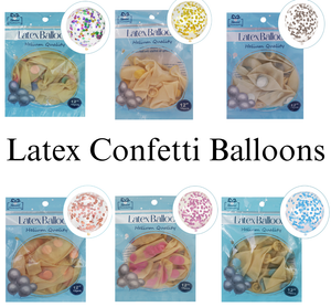 Confetti-Filled Clear Latex Balloons – 6 Colors