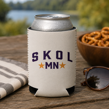 Load image into Gallery viewer, Minnesota Tan SKOL Stars 12 oz Can Coozie 
