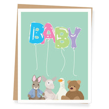 Load image into Gallery viewer, Stuffed Baby Animals New Baby Greeting Card

