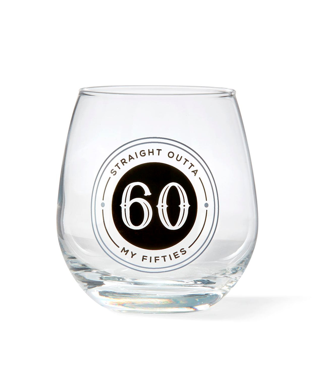 Stemless Wine Glass w/60th Birthday Sentiment