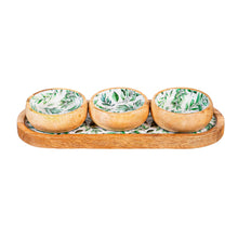 Load image into Gallery viewer, Olive Oasis 3-Section Wood Server with Bowls
