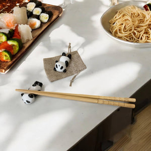2x Ceramic Porcelain Panda Chopstick Rest