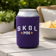Load image into Gallery viewer, Minnesota Purple SKOL Stars 12 oz Can Coozie
