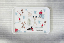 Load image into Gallery viewer, Minnesota state icon watercolor illustrated melamine serving tray
