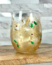 Load image into Gallery viewer, Holiday Hand Painted Stemless Wine Glass
