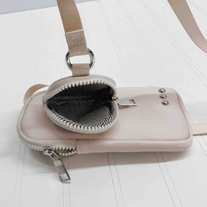 Nessa Nylon Crossbody Phone Bag: Cream