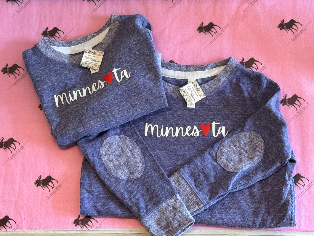 Minnesota Heart Youth Crewneck - Heather Purple