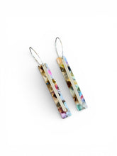 Load image into Gallery viewer, Marbled Acrylic Bar Drop Earrings - Colorful Hoop Earrings
