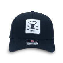 Load image into Gallery viewer, Minnesota Hockey patch on Black Trucker hat
