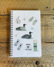 Load image into Gallery viewer, Winter Loons watercolor illustrated soft cover journal
