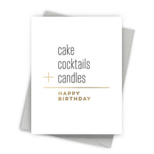 Load image into Gallery viewer, Cake and Cocktails – Foil-Pressed Birthday Card
