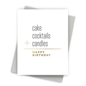 Cake and Cocktails – Foil-Pressed Birthday Card